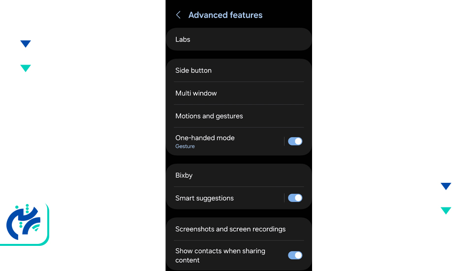 ویژگی‌های کوچک اما کاربردی در گوشی سامسونگ؛ قسمت ویژگی‌های پیشرفته (Advanced features)