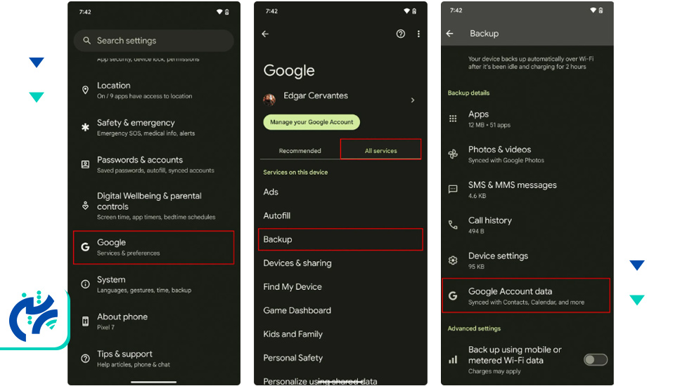 انتقال مخاطبین از اندروید به آیفون از طریق Google Sync
