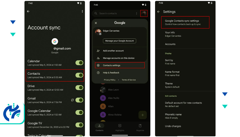 انتقال مخاطبین از اندروید به آیفون از طریق Google Sync1