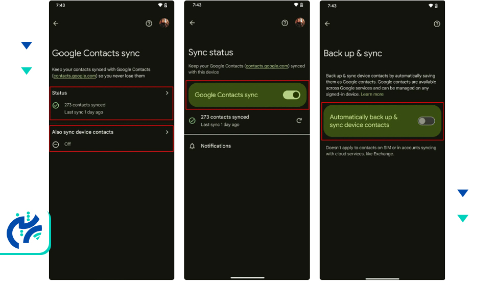 انتقال مخاطبین از اندروید به آیفون از طریق Google Sync2