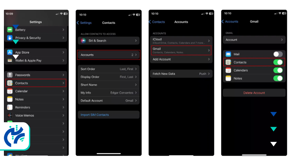 انتقال مخاطبین از اندروید به آیفون از طریق Google Sync3